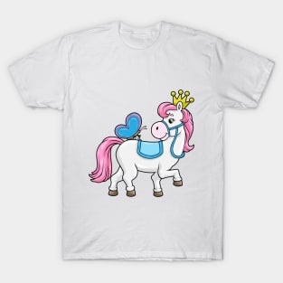 Horse as a princess with crown and butterfly T-Shirt